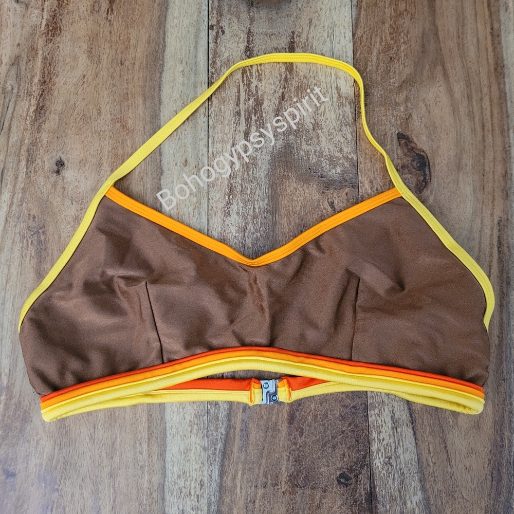 NWT $148 Free People Atmosea Sunset Surf Swim Set, 2 Piece - Brown & Yel… - Picture 13 of 16